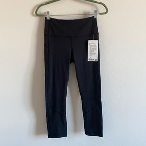 Lululemon Pace Rival HR Crop 22” luxtreme high rise mesh panel leggings black